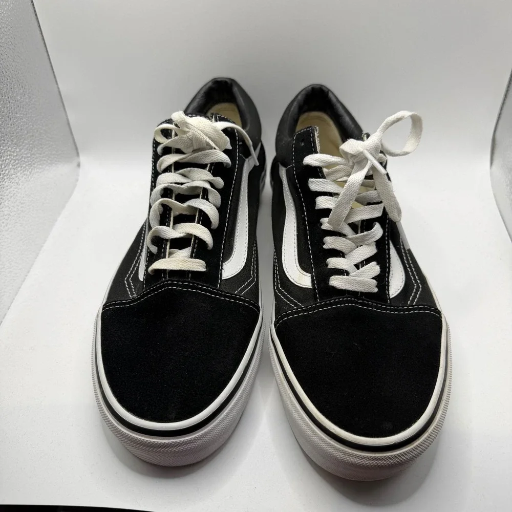 Vans Old Skool Black White Suede Canvas Skate Shoes Sz Mens 11.5 Low Top